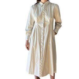 Womens Moussy Vintage White Faux Leather Maxi Dress Long Jacket Sz M